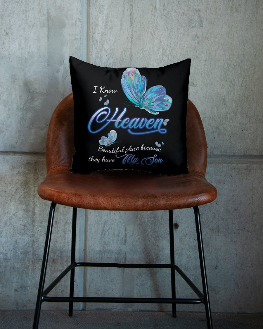 I Know Heaven Beautiful Place Because They Have My Son, Square Pillow Best Mother S Day Gift Ideas, Mother’S Day Gift For Mom, Thank You Gifts For Mother S Day