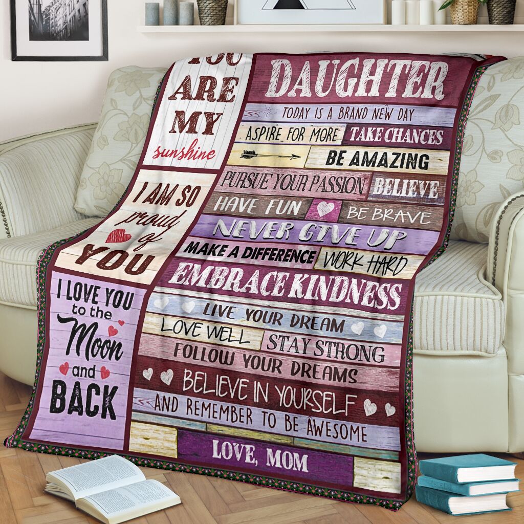 Vintage Wood Letter Blanket Gift for Daughter – Mother’s gifts for Birthday Daughter  Fleece Blanket Quilting