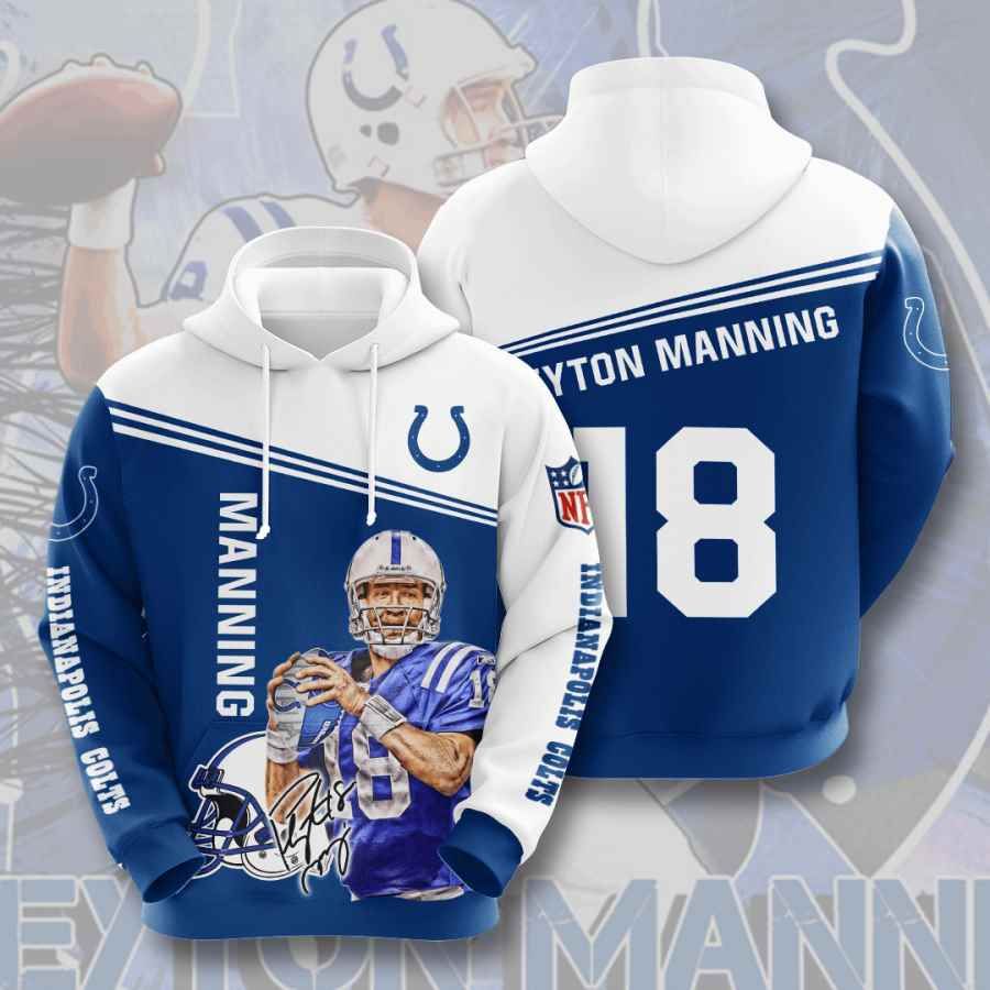 Sports American Football Indianapolis Colts Peyton Manning Usa 767 Hoodie 3D Hoodie 3D Pullover Zip Hoodie 3D