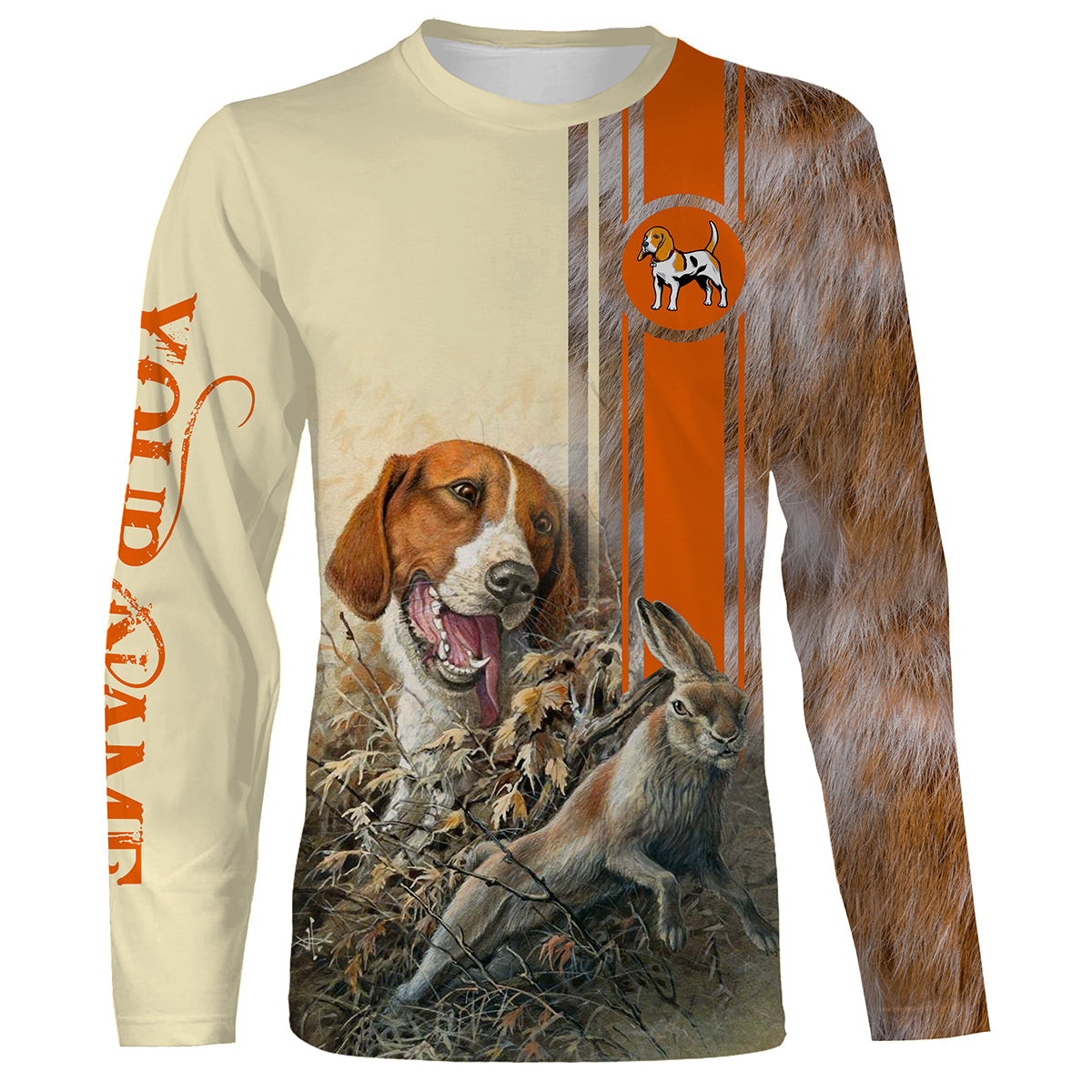 Rabbit Hunting With Beagle Orange Custom Name 3D All Over Print Shirts, Face Shield – Personalized Hunting Gifts Nqs2945