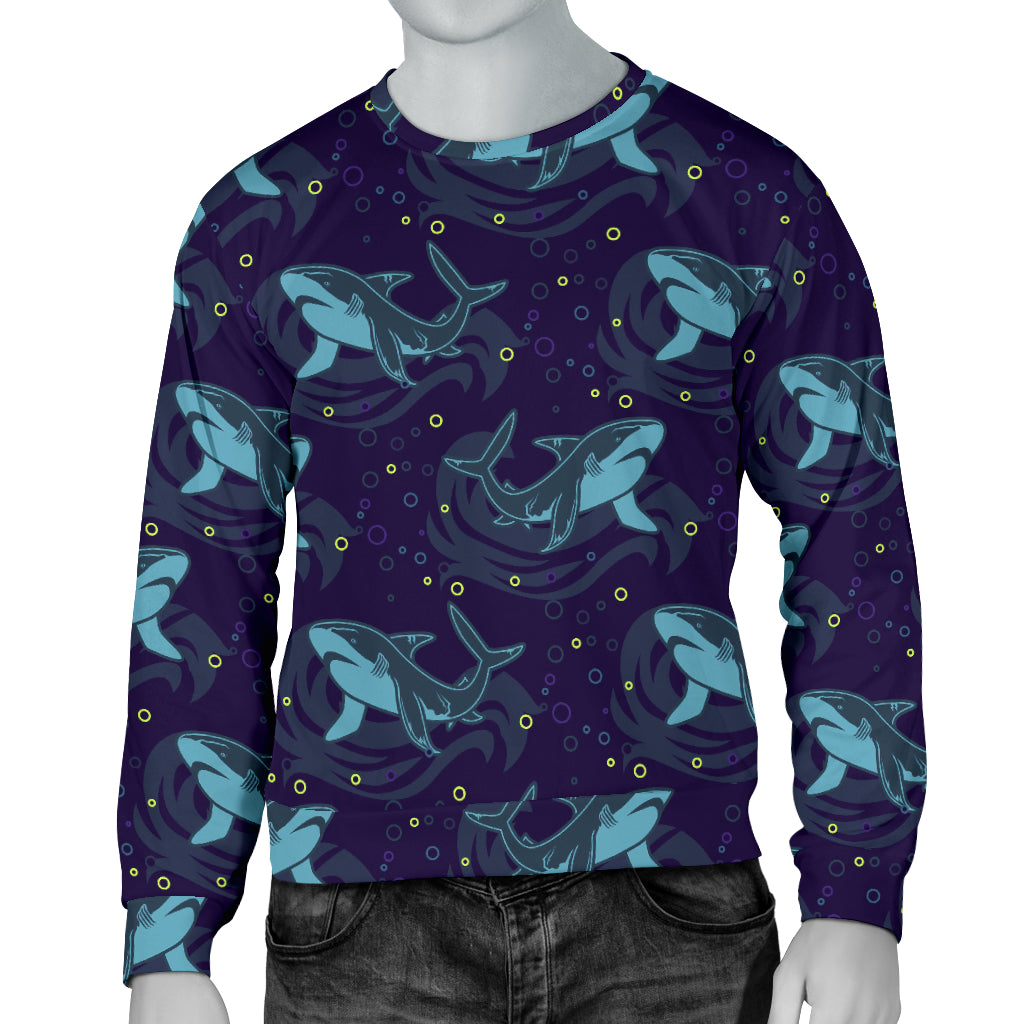 Shark Themed Print Men Long Sleeve Sweatshirt