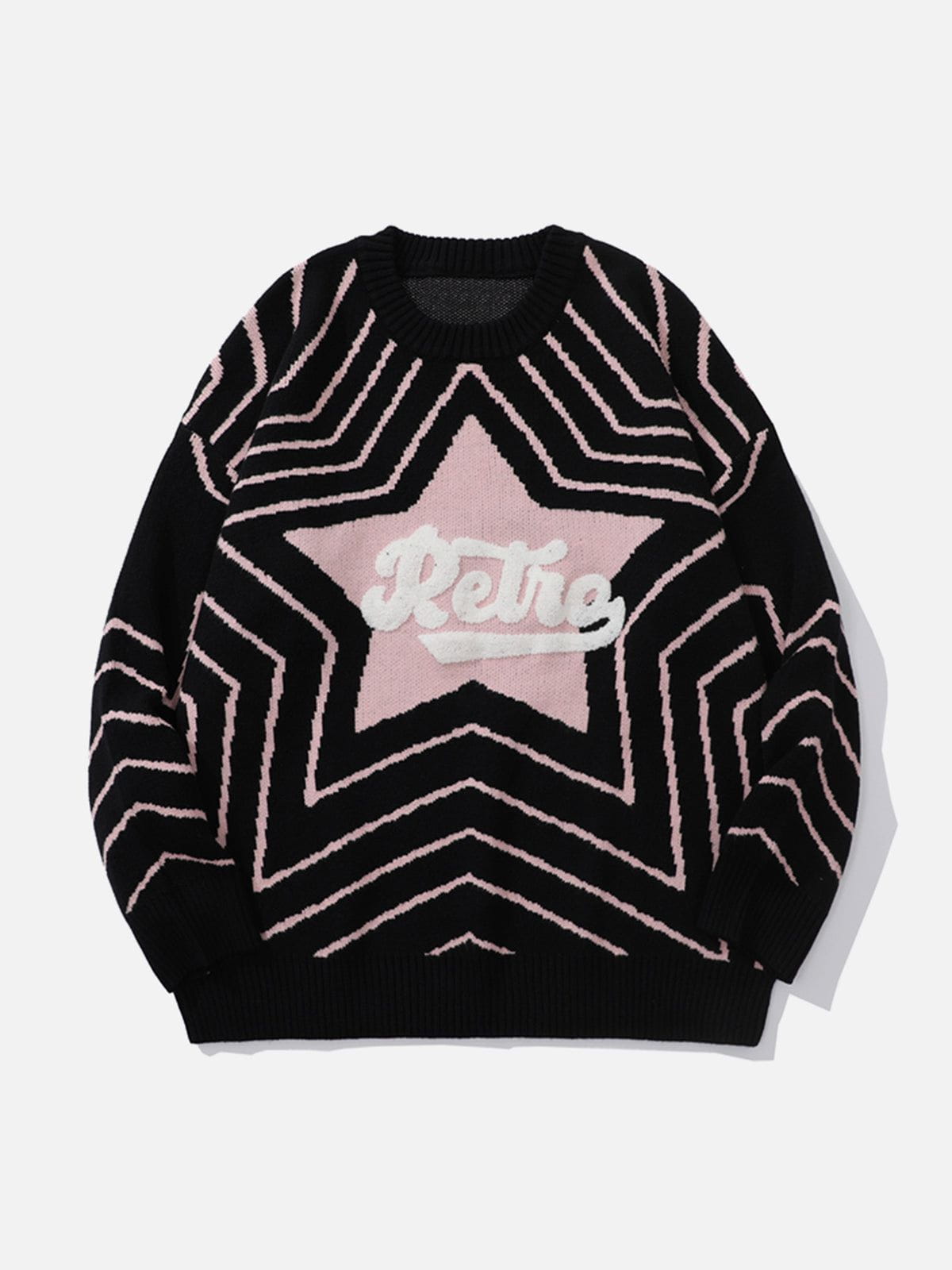 Talishko™ – Vintage Star Letters Graphic Sweater