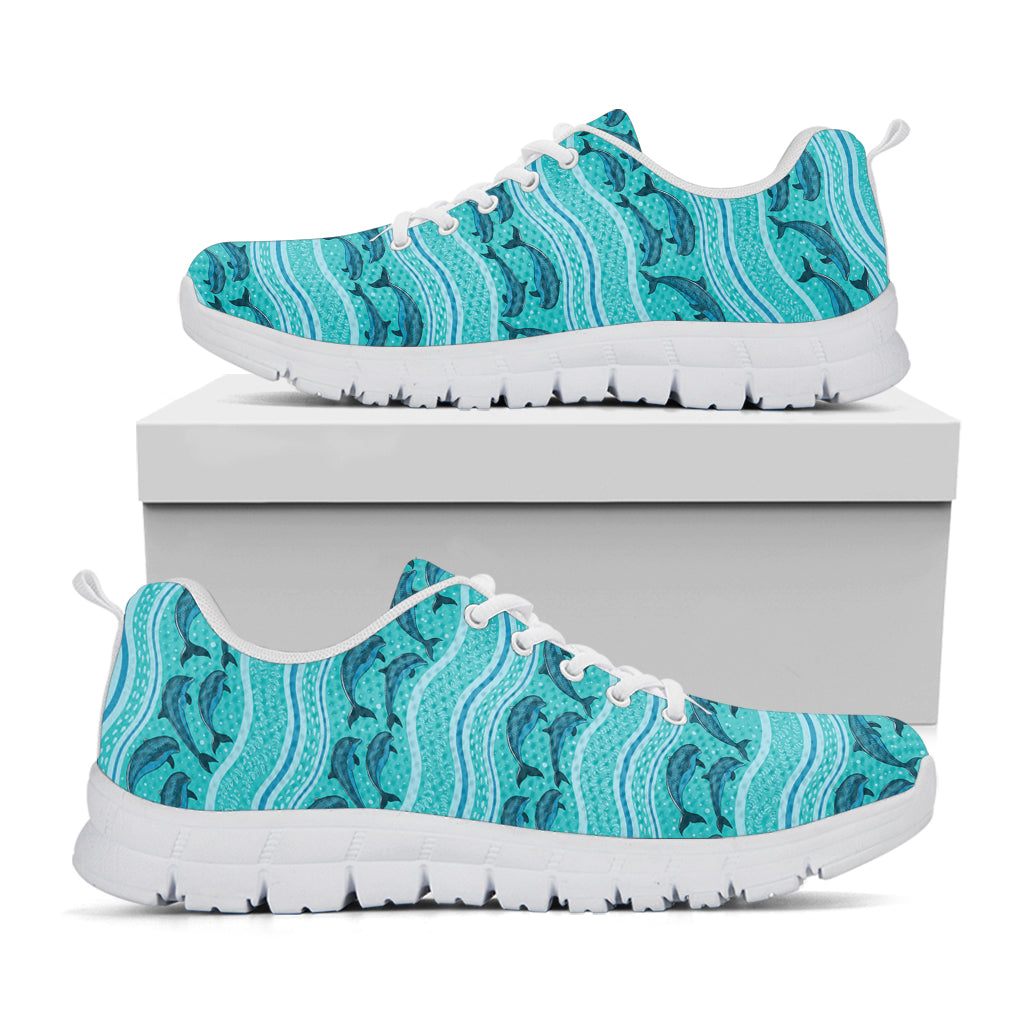 Boho Dolphin Pattern Print White Sneakers