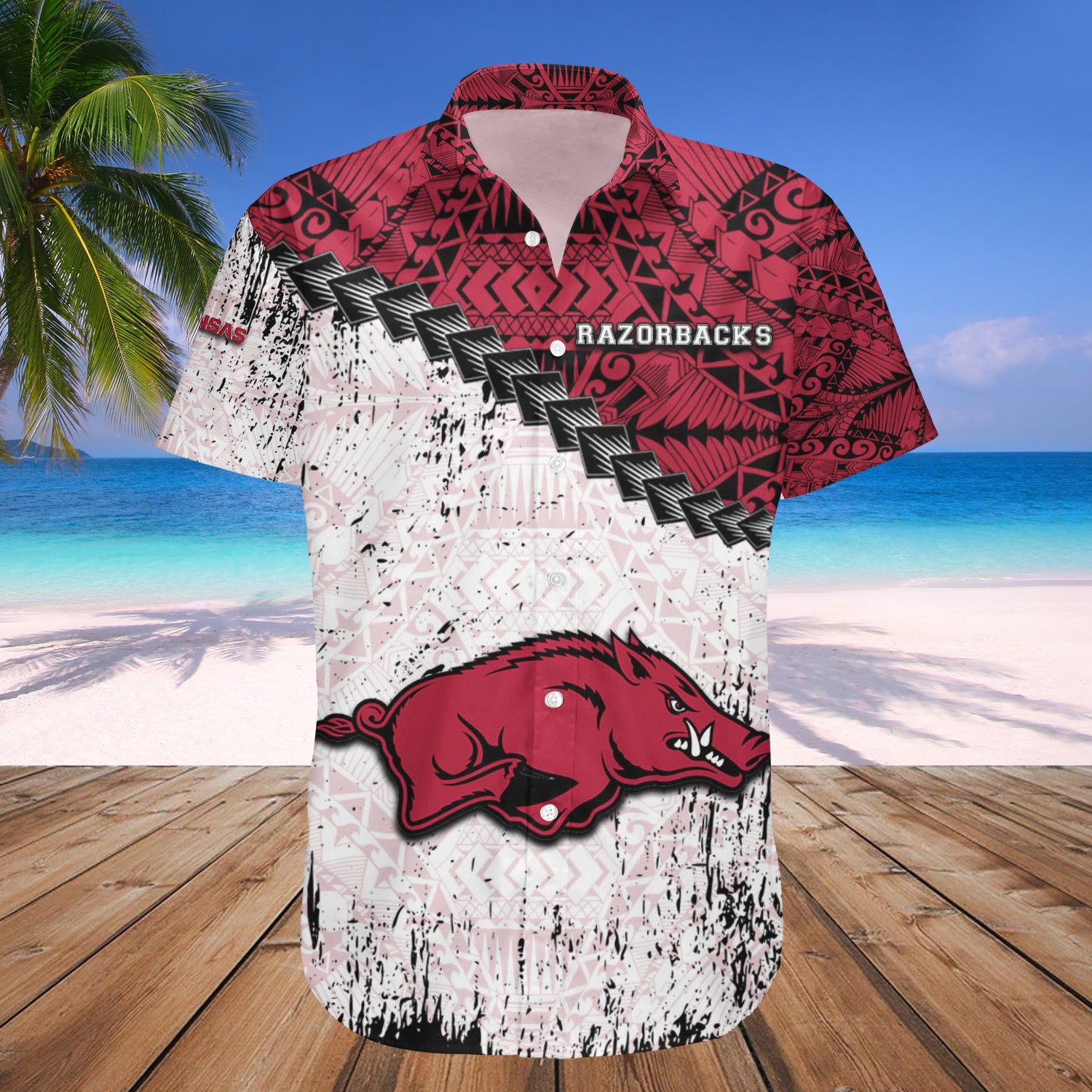 Arkansas Razorbacks Hawaii Shirt Grunge Polynesian Tattoo – NCCA