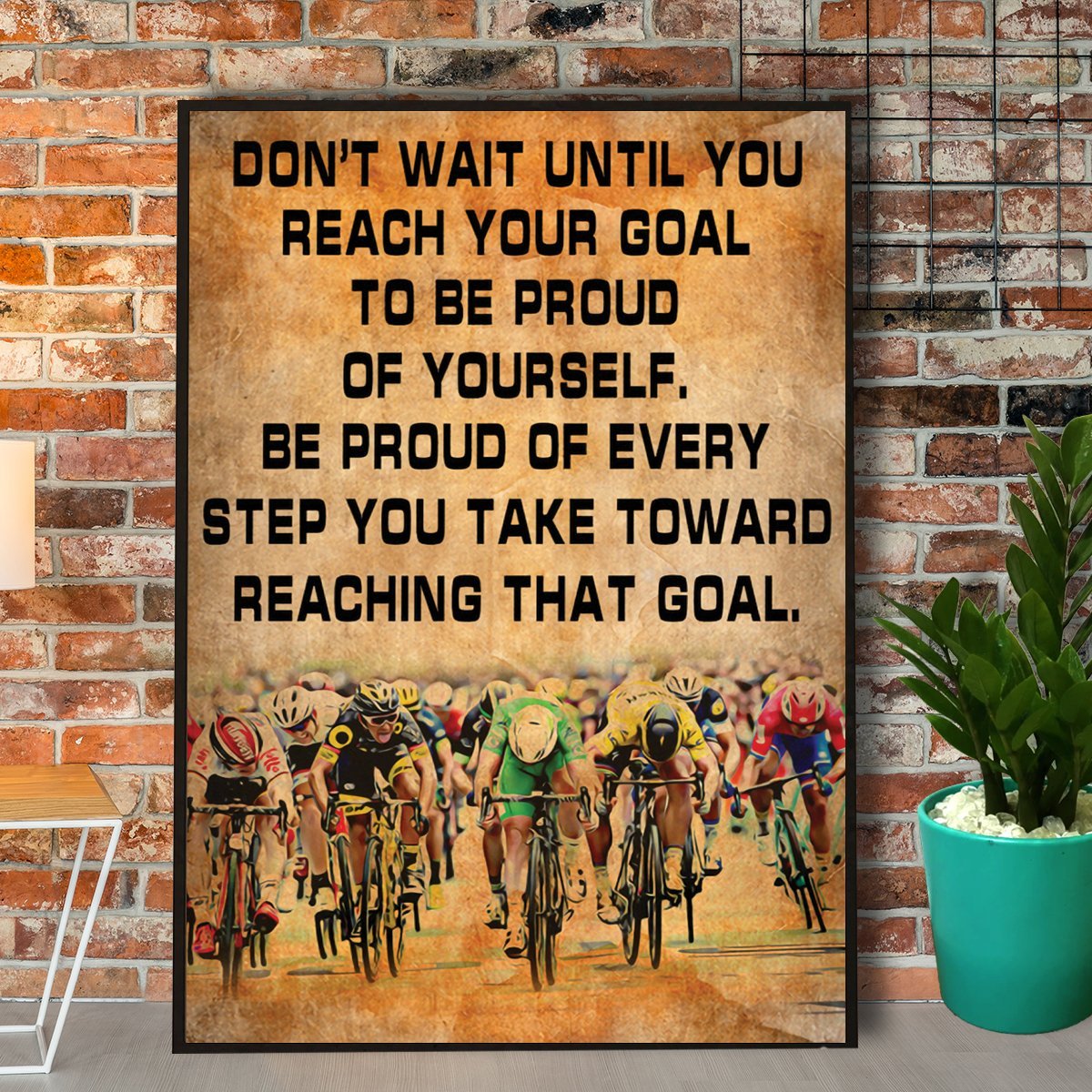 Bike Racing Don’T Wait Until You Reach Your Goal Vintage Poster No Frame