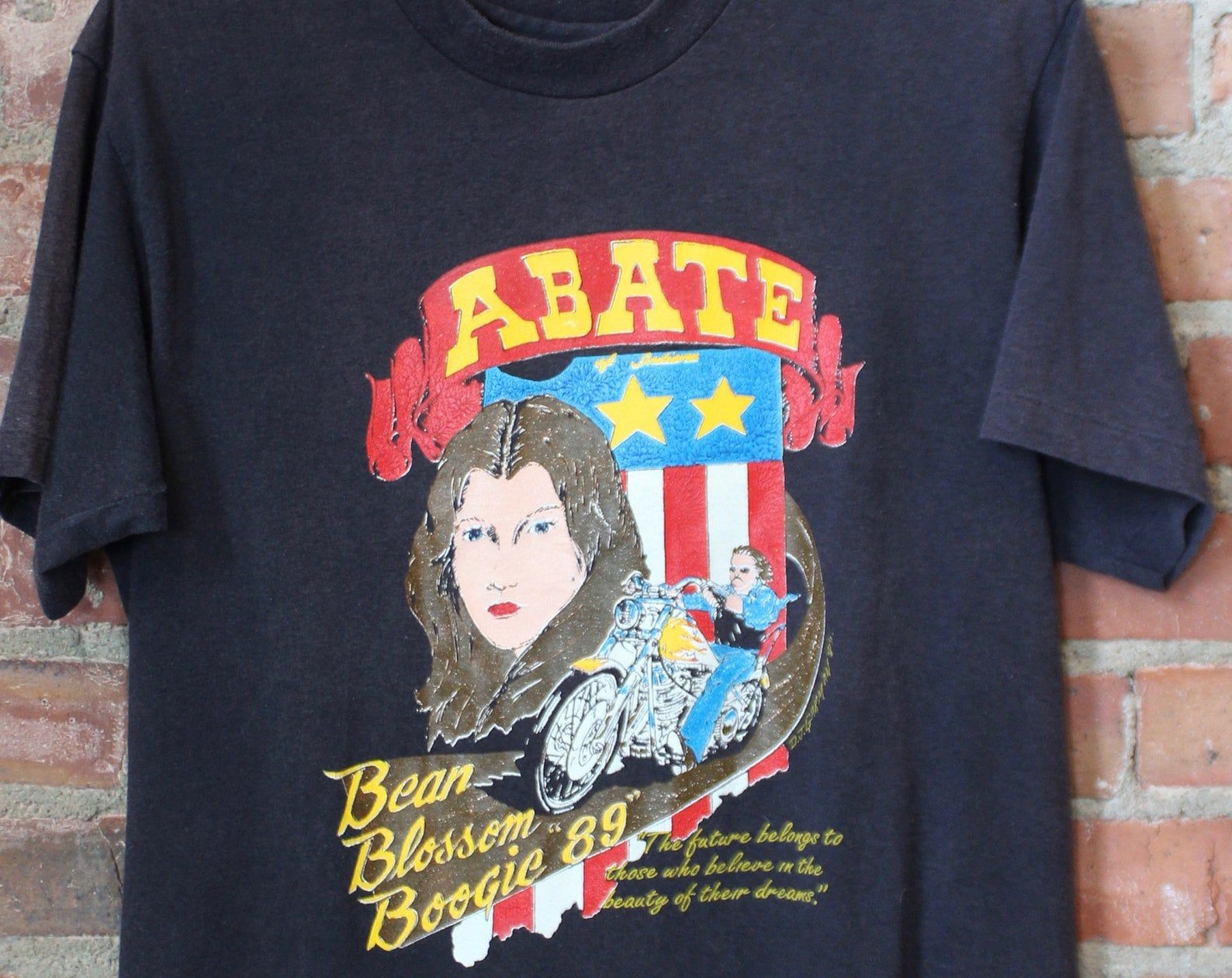 Vintage Abate Of Indiana Biker Boogie Biker T Shirt 1989 Motorcycle