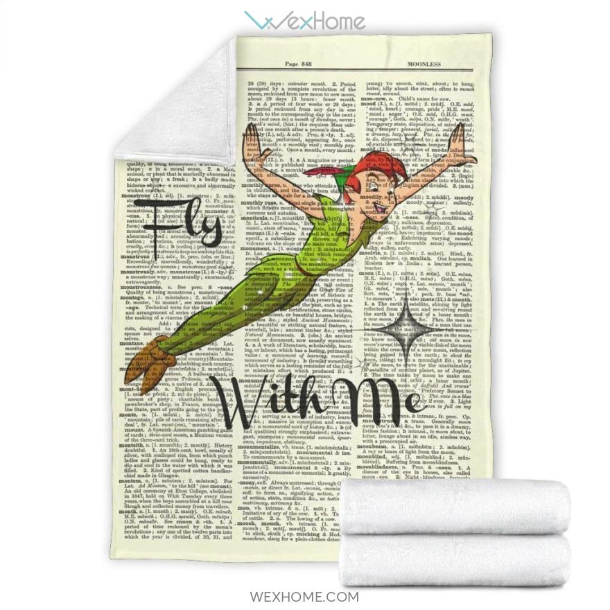 Fly With Me Peter Pan Cartoon Green Premium Blanket Collection W1122