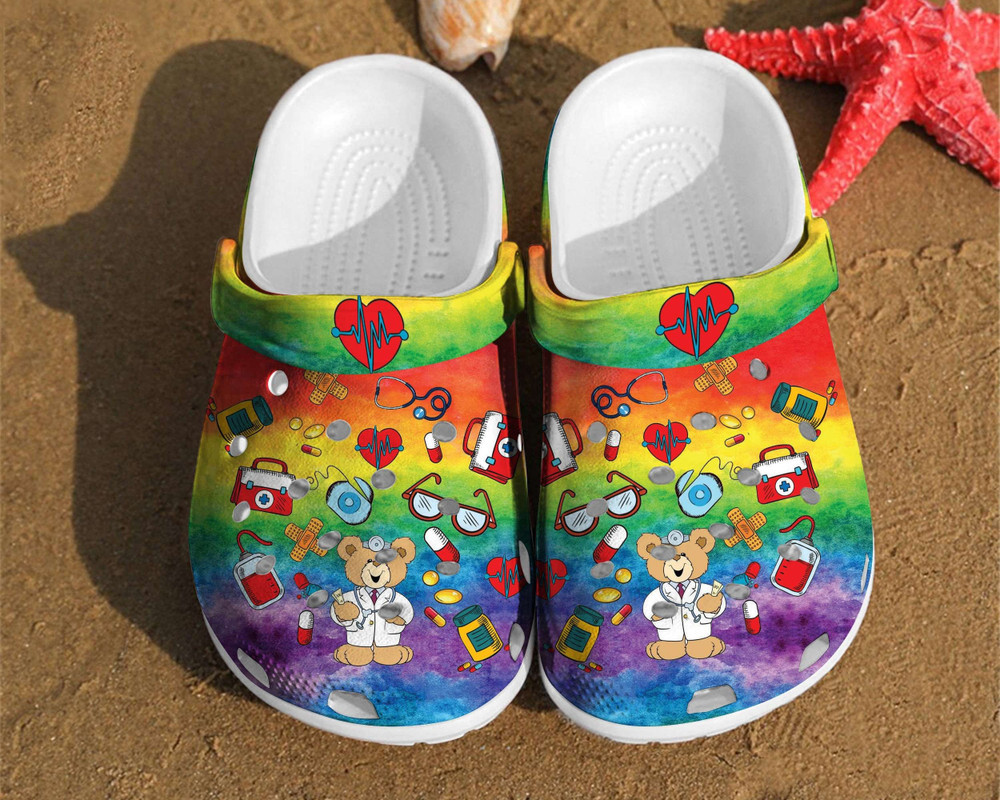 Nurse Pattern Comfortable Rubber Crocs Clog Shoes Comfy Footwear