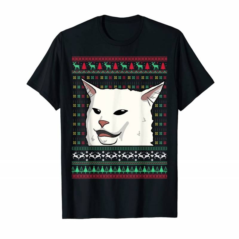 Woman Yelling At A Cat Ugly Christmas Funny Meme T-shirt