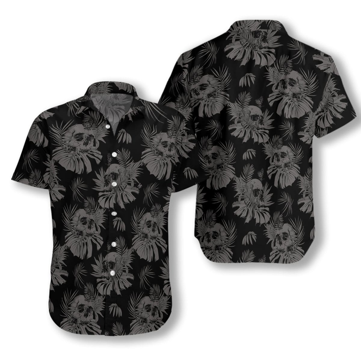 Hawaii Aloha Shirts Gothic Skull With Butterfly Goth Ha30339