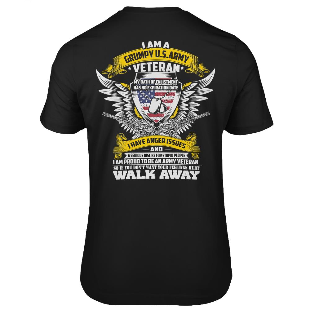 Mens I’M A Grumpy Old Army Veteran My Oath Has No Expiration T Shirts Print On Back