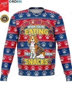 Beagle See You Eating Snacks For Unisex Ugly Christmas Sweater, All Over Print