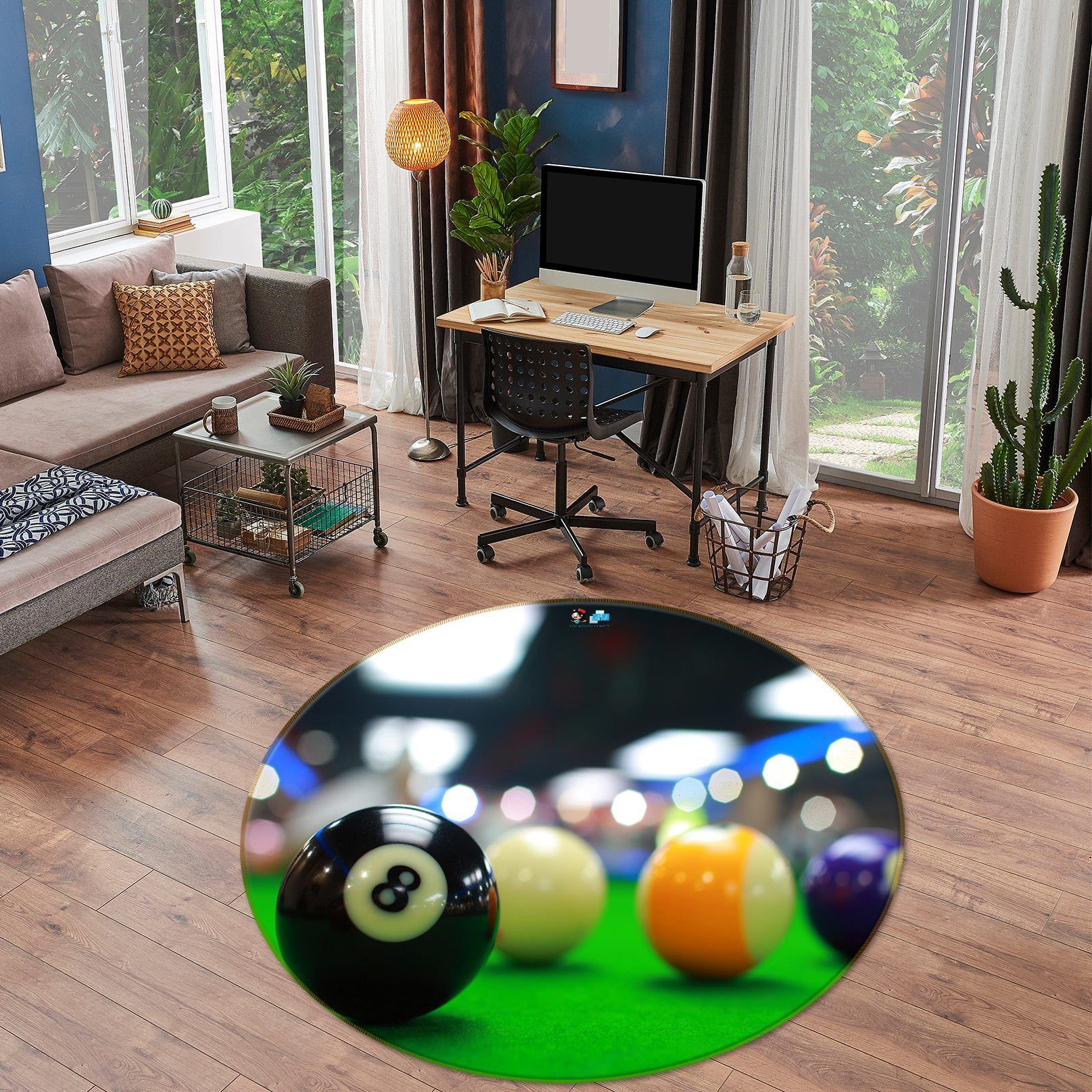 3D Billiard 72271 Round Rug – Round Carpet Home Decor