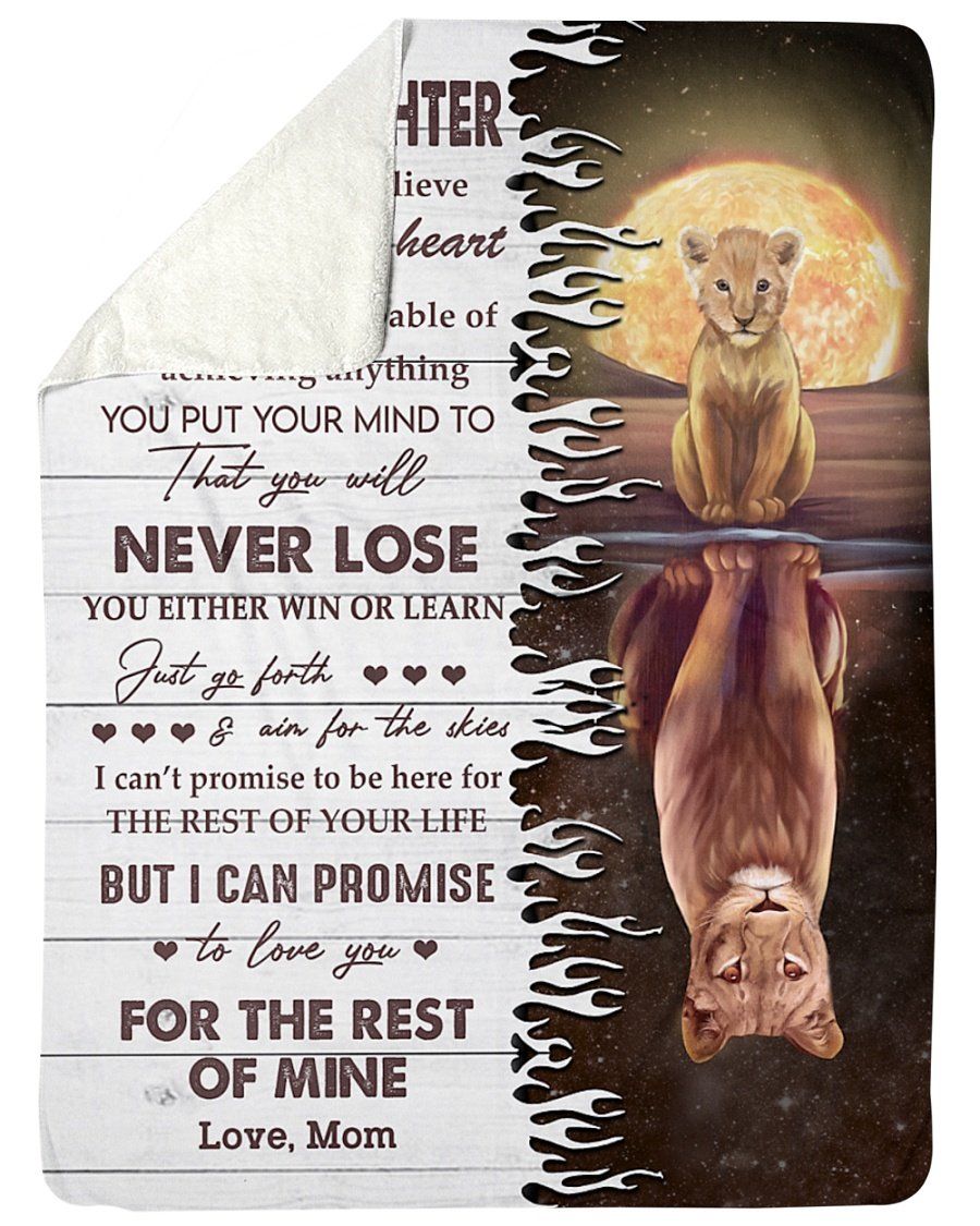 You Will Never Lose Red Moon Lion Reflection Mom Gift For Daughter Sherpa Blanket