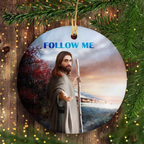 Xmas Gifts Gift For Christian Jesus Follow Me Merry Christmas Decor Shape Christmas Ornament Hg (9 X 9 Cm)