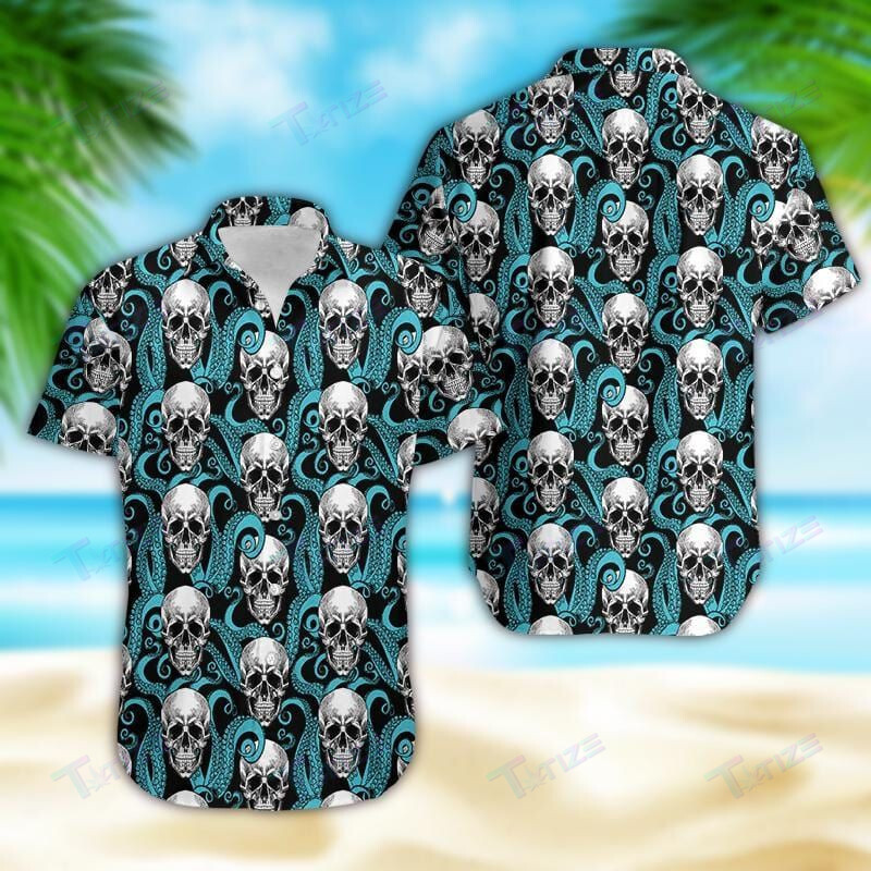 Skull Octopus Cools All Over Printed Hawaii Shirt Size S Ha47842