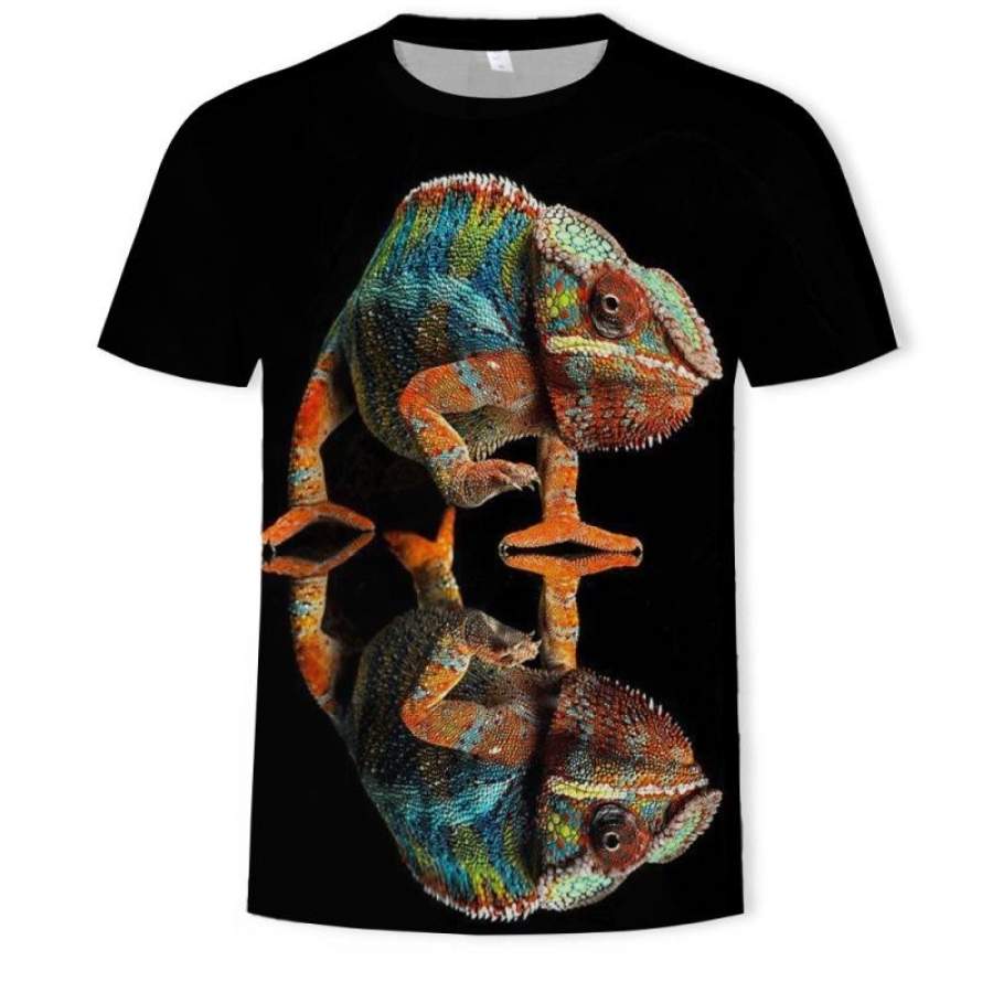 Men’s Fashion Animals 3d T-shirt Lizard Drop 3d Printed Gecko Pattern Short-sleeved T-shirt Puls Size