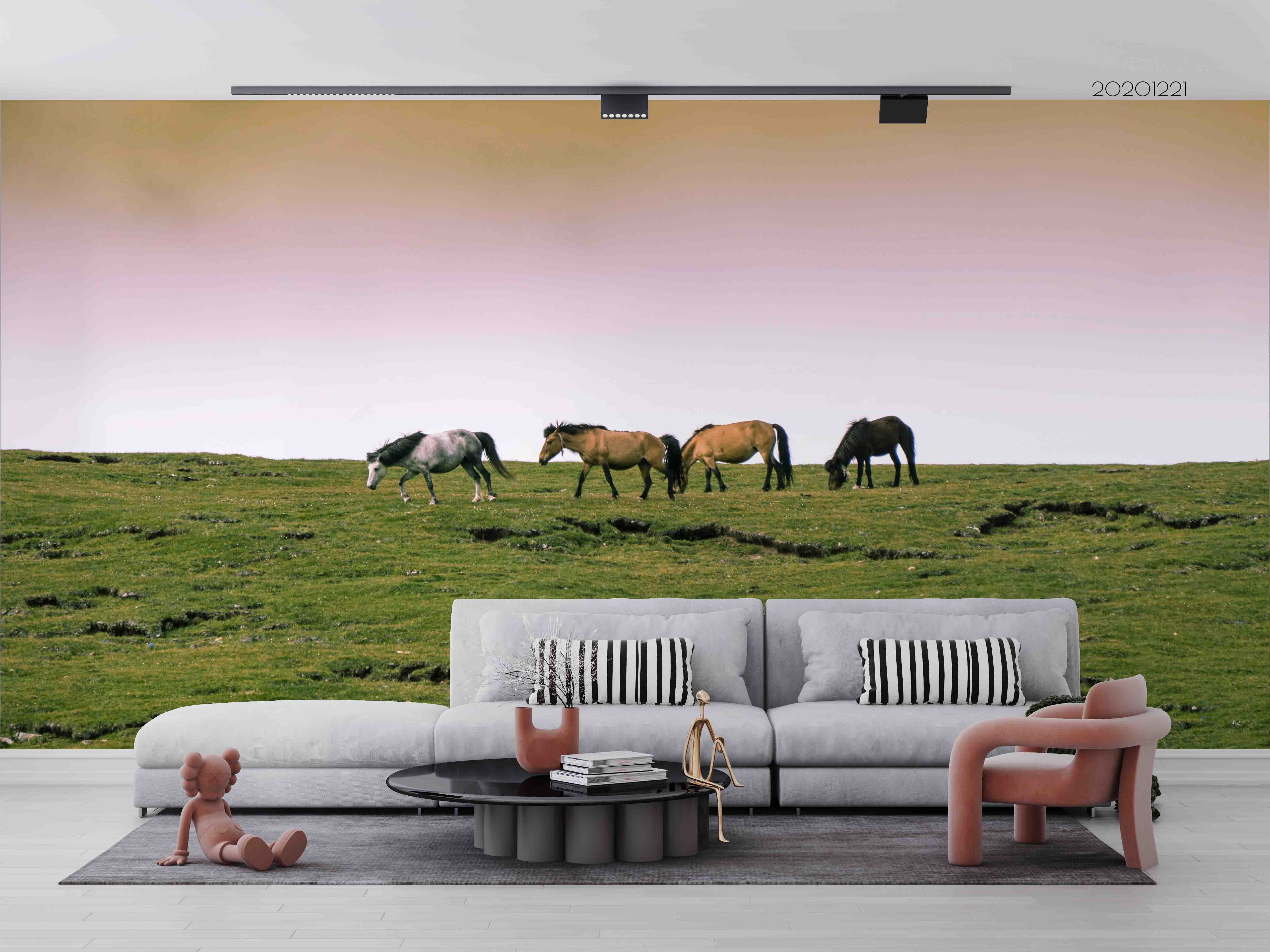 3D Grassland Animal Horse Wall Mural Wallpaper Lqh 52