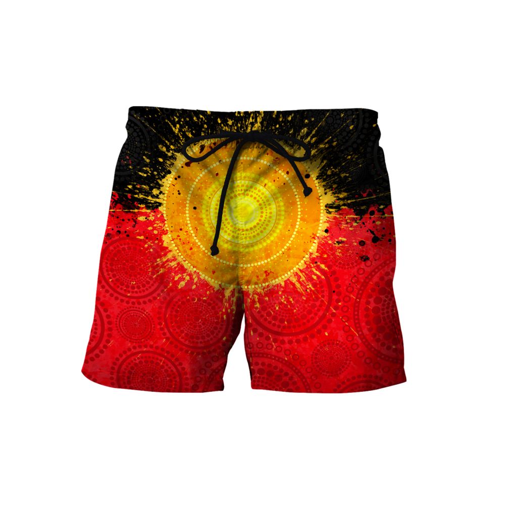 Aboriginal Flag Indigenous Sun Painting Art 3D Design Shorts