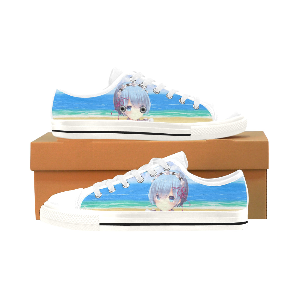 Rem Waifu White Men’s Classic Canvas Shoes/Large Size