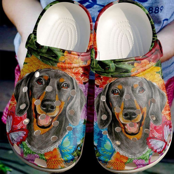 Dachshund Butterfly And Classic Clogs Shoes