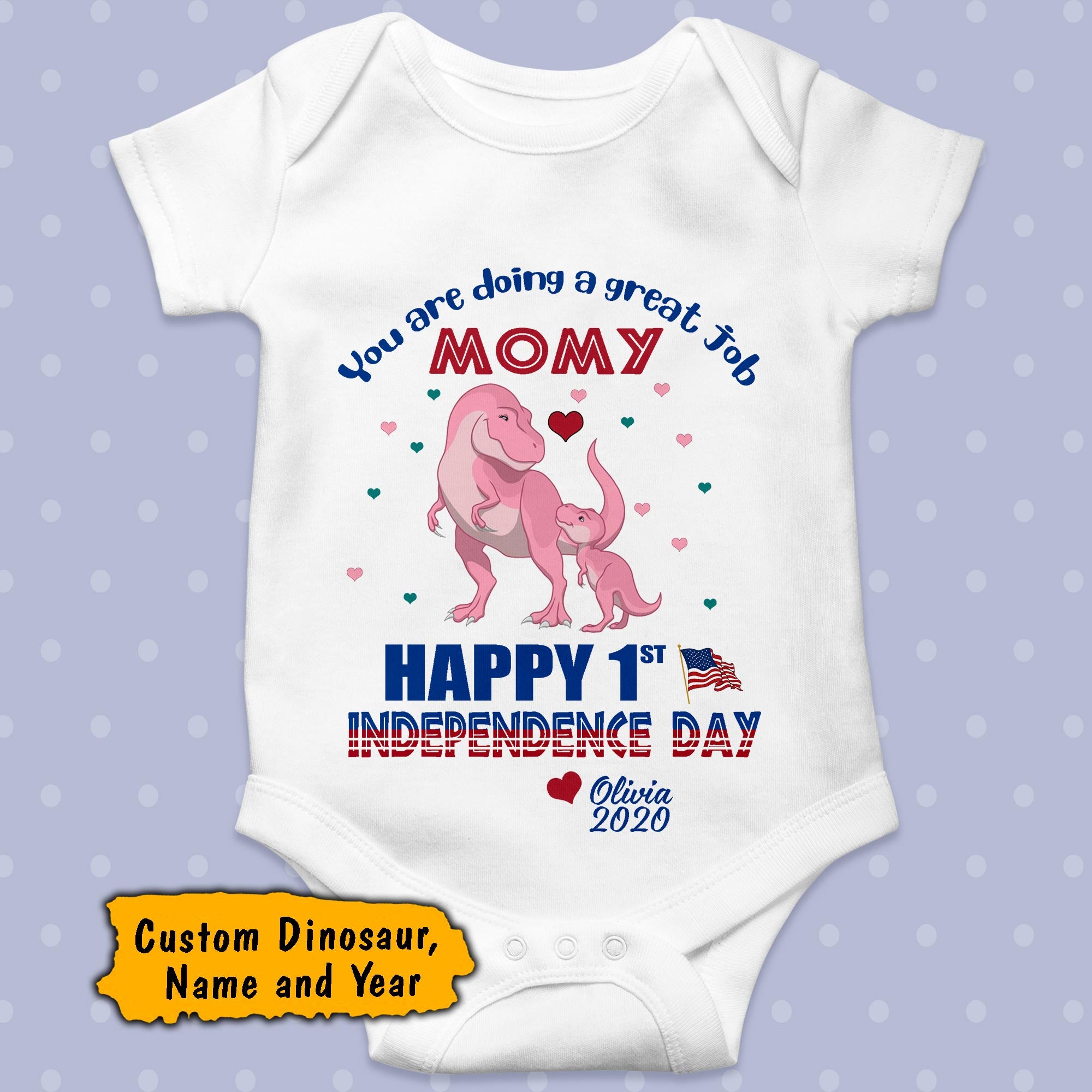 Personalized Happy First Independen Day Baby Onesie. Custom Family, Baby Shirt