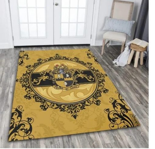 Alpha Phi Alpha 1906 Crest Black Mandala Old Gold Background Rug