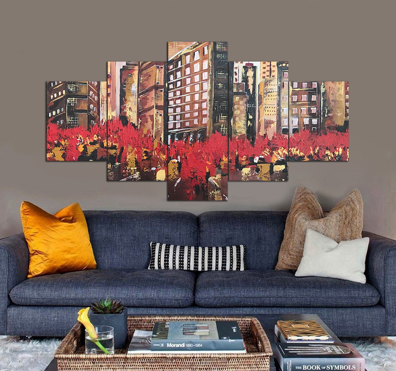 LONDON MODERN NIGHT CITY 112 3D 5 piece canvas art