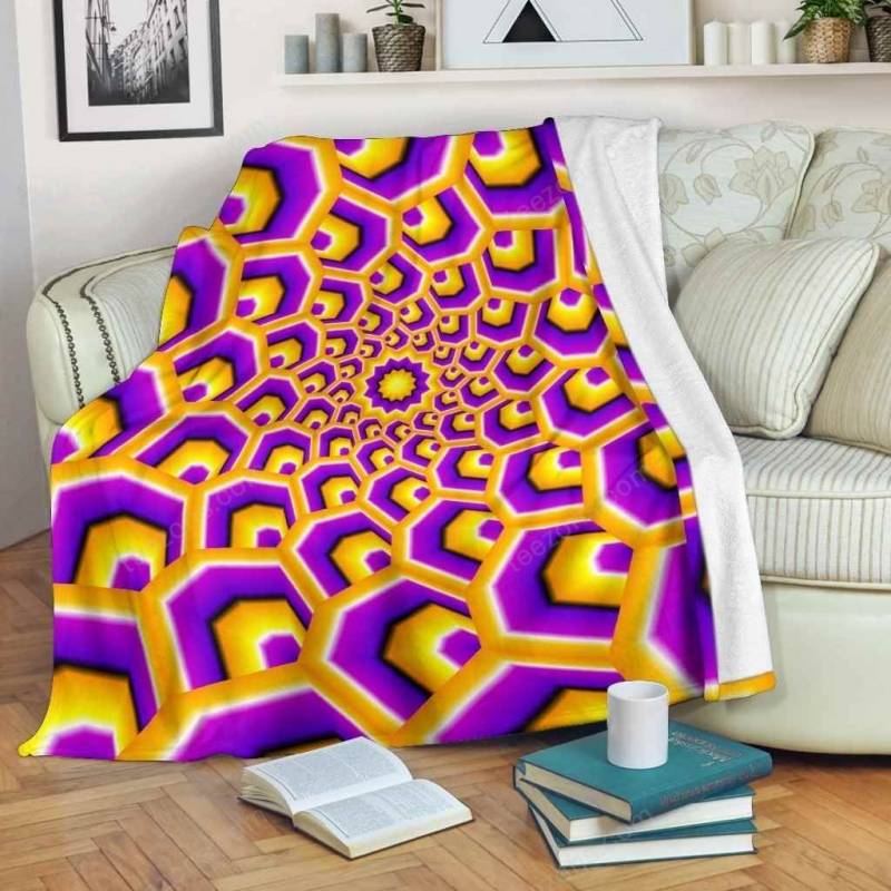 Yellow Hive Moving Optical Illusion Fleece Blanket