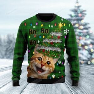 Cat Christmas Tree Ugly Christmas Sweater, All Over Print Sweatshirt