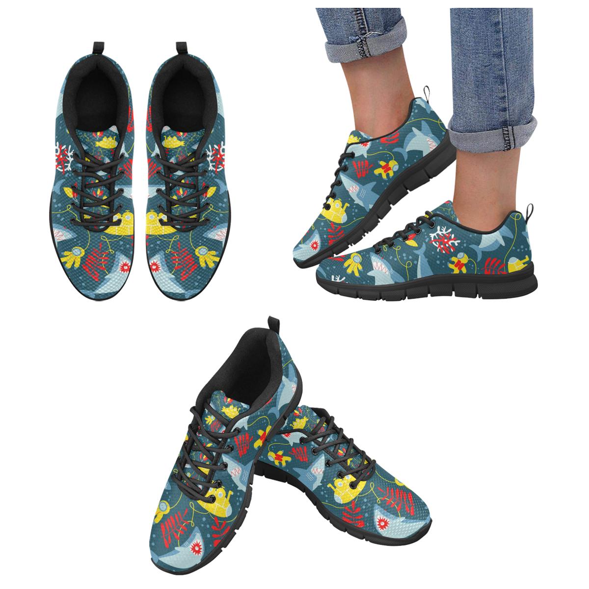 Shark Pattern Women’s Sneakers Black