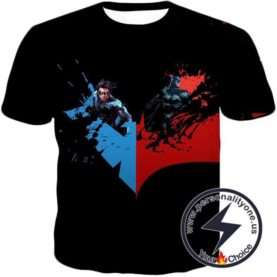 Super Cool Batman x Nightwing Promo Awesome Black T-Shirt