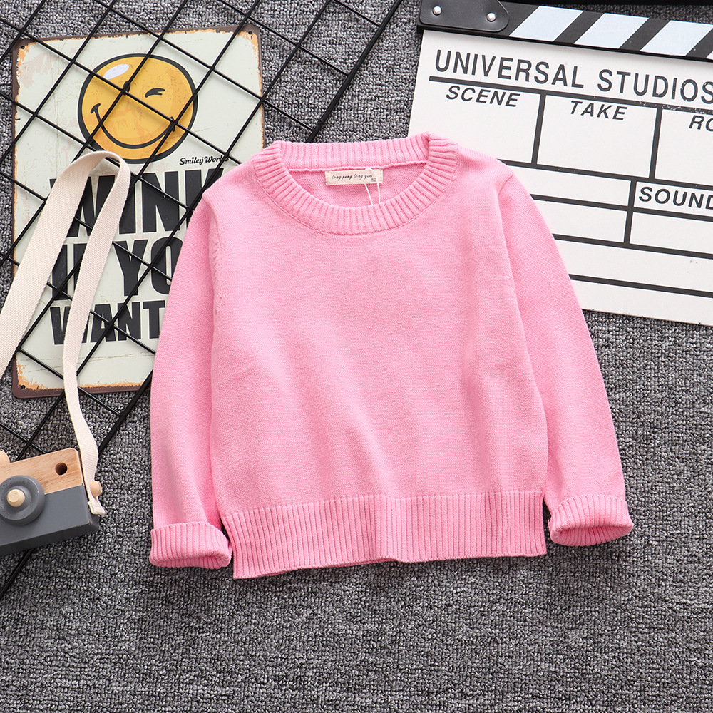 Autumn Winter Kids Boys Girls Pure Color Long Sleeve Knit Sweater Children Clothing Baby Kids Top Boys Girls Pullover Sweaters alx