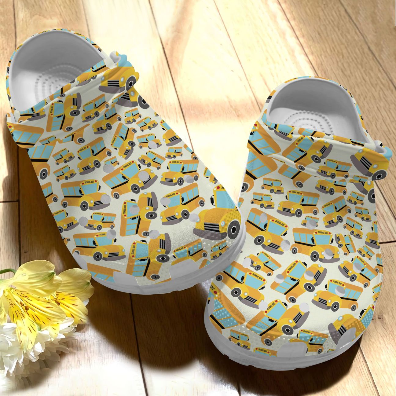 Bus Driver Personalize Clog, Custom Name, Text, Fashion Style For Women, Men, Kid, Print 3D School Bus Pattern