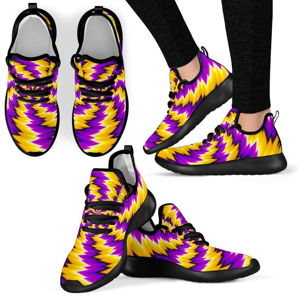 Yellow Vortex Moving Optical Illusion Mesh Knit Shoes