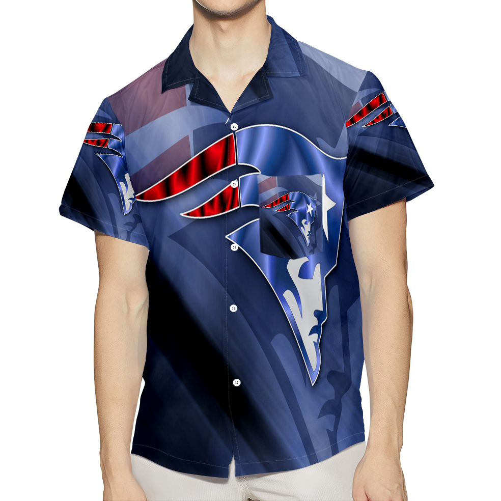 New England Patriots Shadow Blue 3D All Over Print Summer Beach Hawaiian Shirt With Pocket