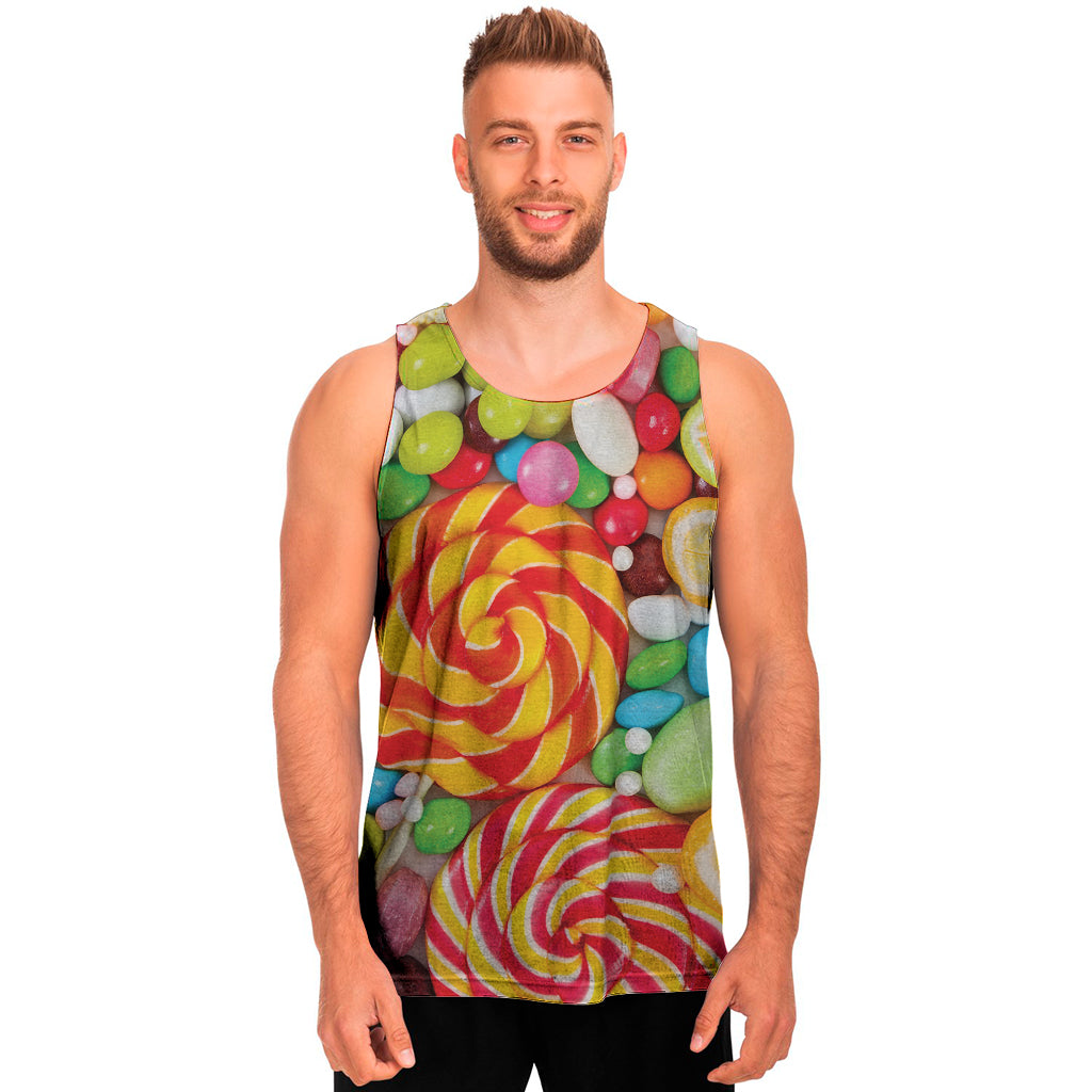 Colorful Lollipop And Candy Print Men’S Tank Top