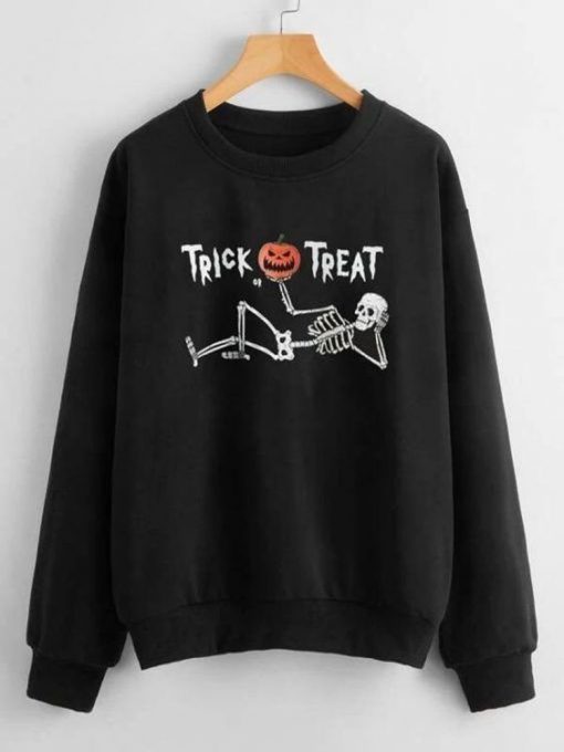 Skeleton Halloween Embroidered Sweatshirt 2D Crewneck Sweatshirt All Over Print Sweatshirt For Women Sweatshirt For Men Sws3974