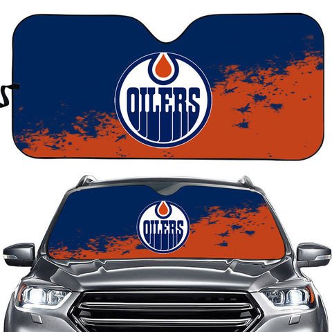 Edmonton Oilers Logo Print Car Sun Shade 3D Printed In Dark Blue & Orange