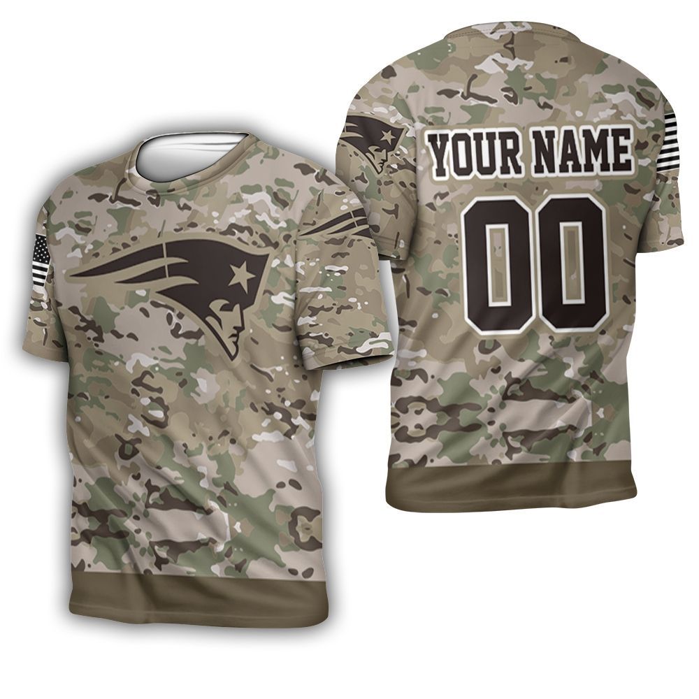 New England Patriots Camouflage Veteran 3D Personalized 3D T-Shirt