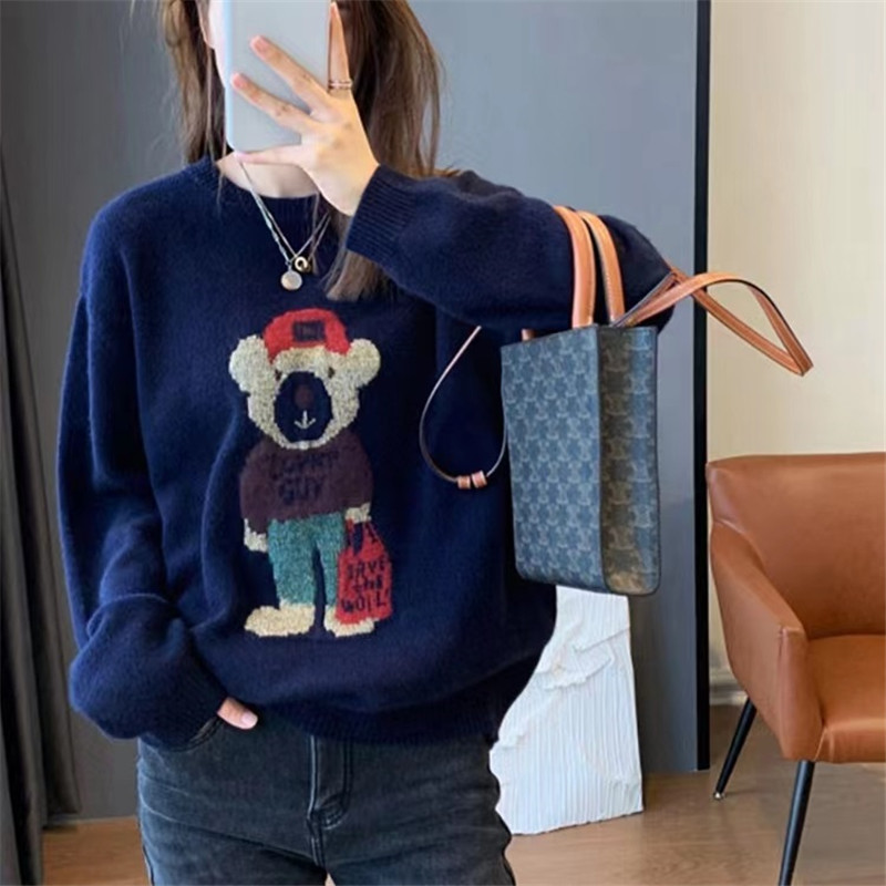 Cashmere Cartoon Bear Sweater Women Autumn Winter Soft Warm O Neck Wool Pullover Knitted Tops Female Jumper Cute 2022 I793 alx