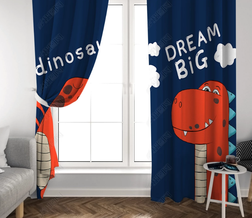 3D Cartoon Animal Dinosaur Pattern Curtains And Drapes Lqh 3