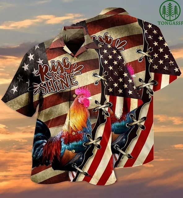 America Chicken Rise And Shine Hawaii Aloha Shirts Kv Ha84011