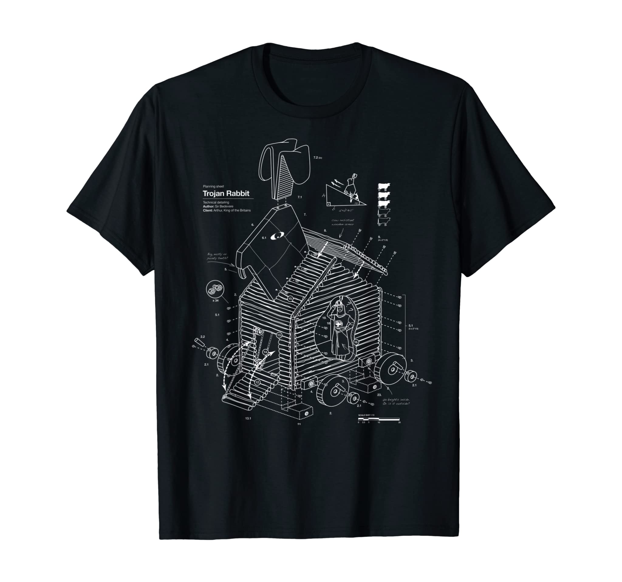 Blueprint Trojan Horse Rabbit Funny T-Shirt