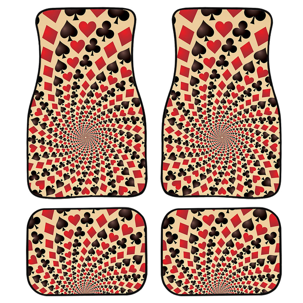 Swirl Playing Card Suits Print Front And Back Car Floor Mats, Front Car Mat