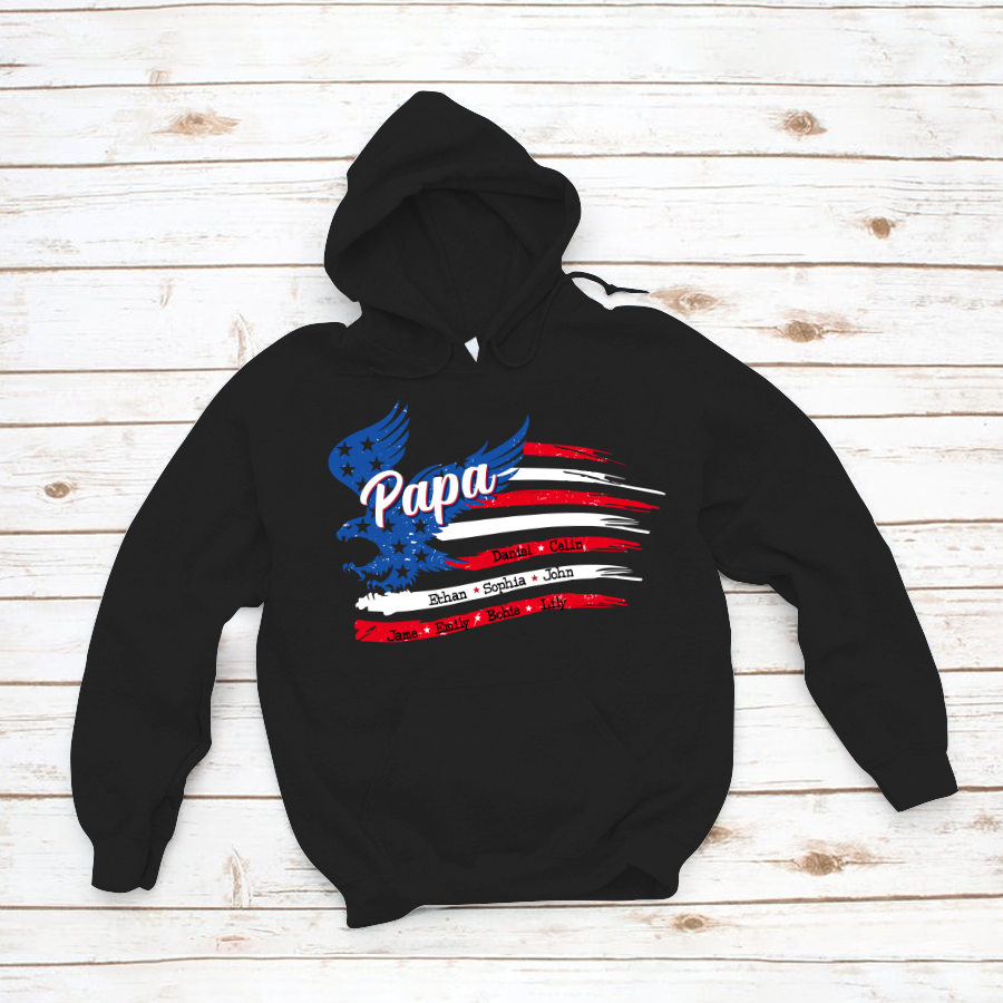 Papa With Grandkids Names 4Th Of July Ctl94 Hoodie