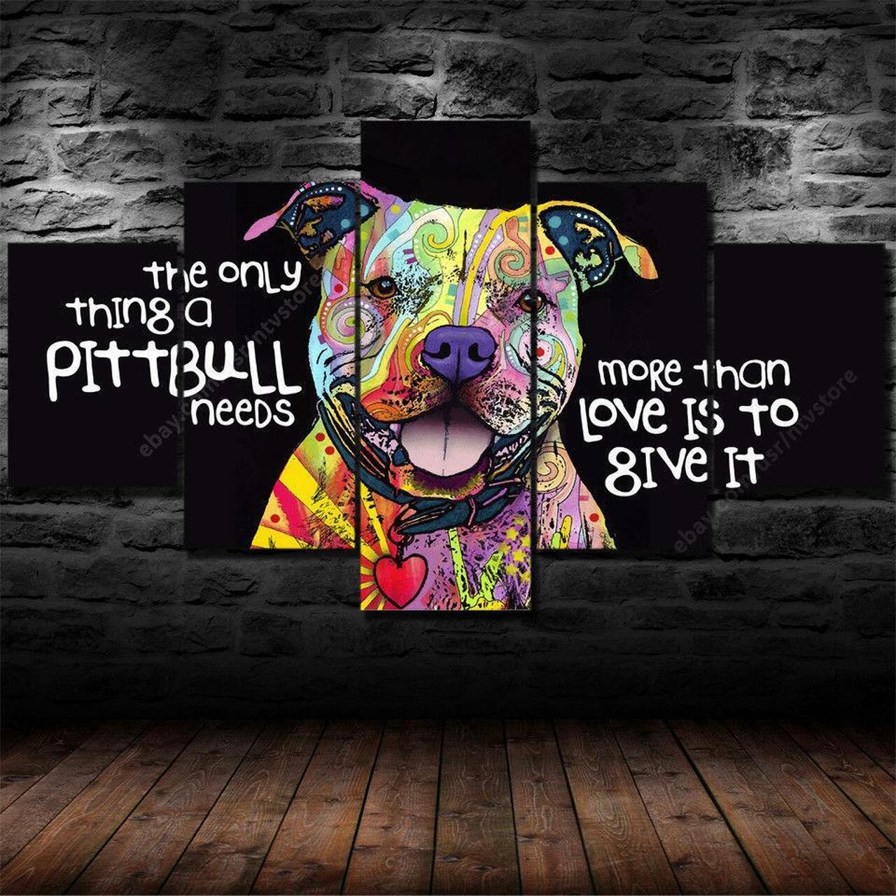 Abstract Art Pitbull Dog Animal Full Hd Personalized Customized Canvas Art Wall Art Wall Decor