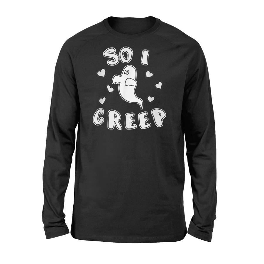 2019 Halloween So I Creep Funny Ghost Hearts – Premium Long Sleeve