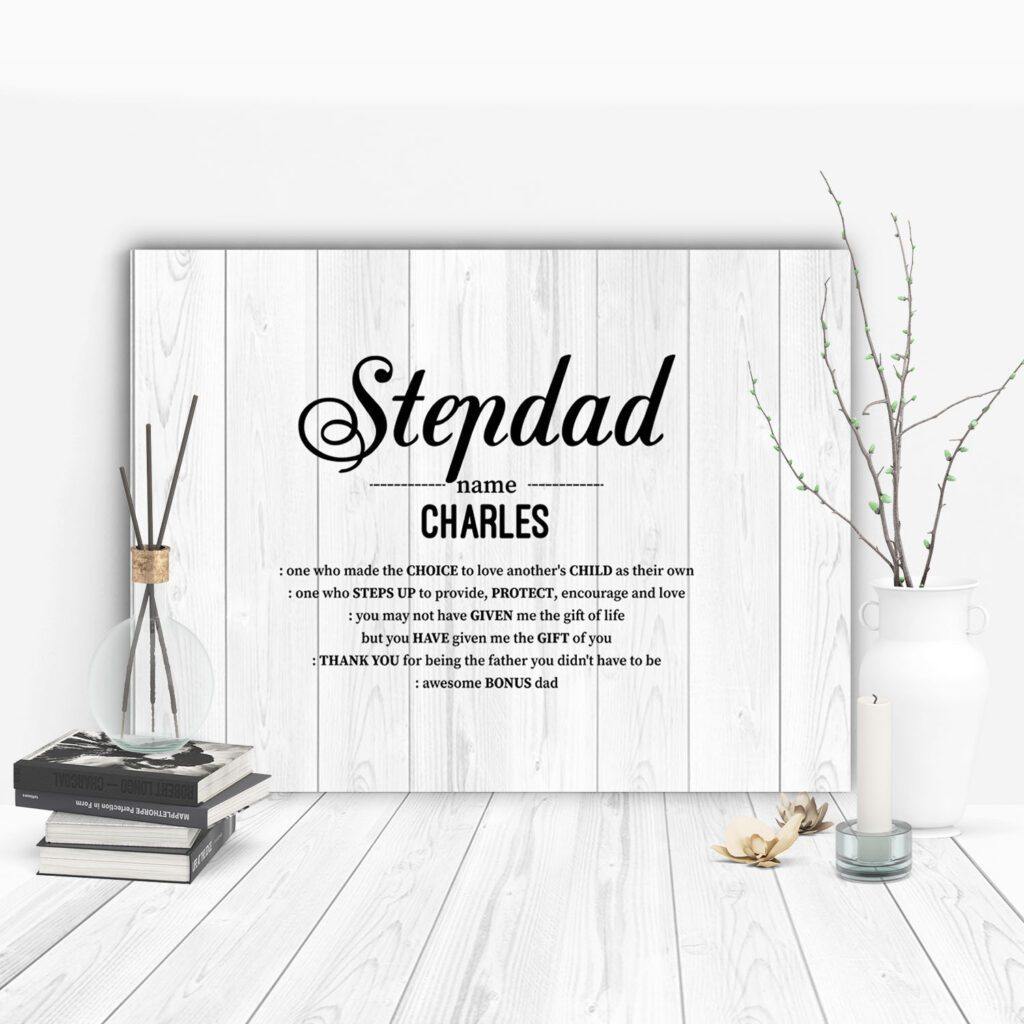 [Personalized Name] Stepdad Definition One Who Made The Choice To Love Another’S Child – Best Idea Gift For Father’S Day, Gift For Home Decor, Gift For Family – Horizontal Canvas Matte Canvas Wall Art