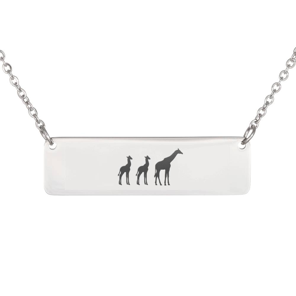 Personalized Mama Giraffe + 2 Calves Bar Necklace